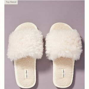 Lola Faux Fur Slippers Anthopologie Sz 38